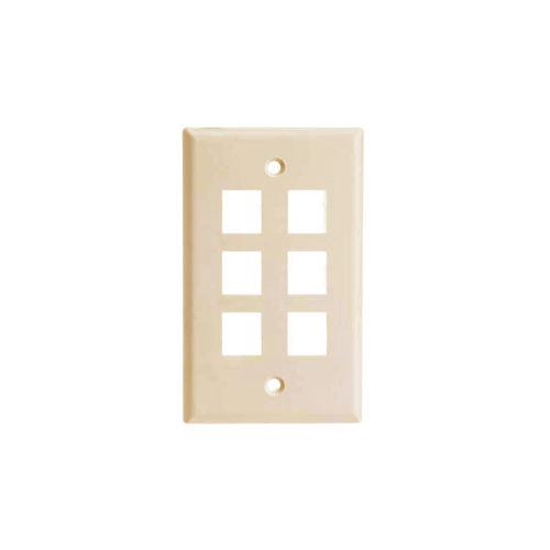 Wavenet FP06PIV-25PK Faceplate 6 Keystone (25 Pack) - Ivory