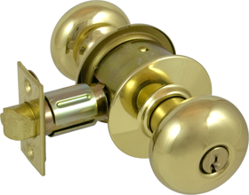 Schlage Lock Company A80PDPLY605-2 3/8 BS T-STRIKE Grade 2 Storeroom Plymouth Knob 2 3/8 Backset (11-085), T-Strike (10-001), C Keyway, Bright Brass 605, US3