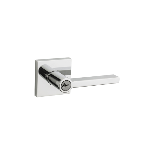 Halifax Entry Lever, Square Rose, KW1 SmartKey, 6-Way Adjustable Latch 2-3/8"-2-3/4" Backset, Grade 2, Polished Chrome US26/625