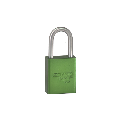 Safety Padlock 1-1/2" Shackle Green Keyed Different