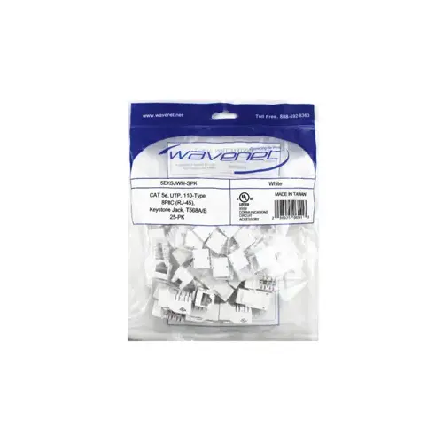 CAT5E Keystone Jacks (25-Pack) - White