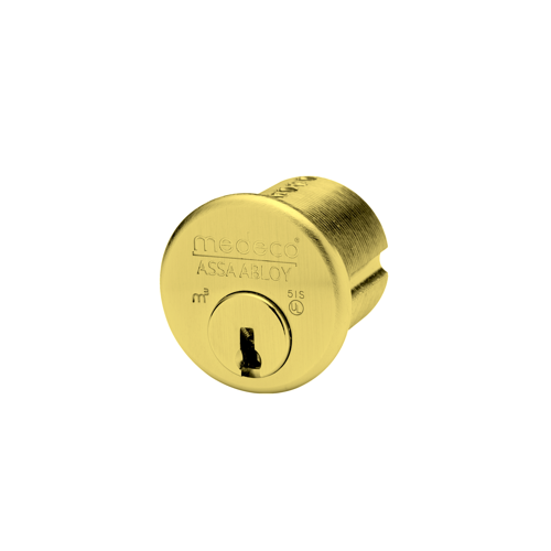 M3 Mortise Cylinder 1-1/8", 6-Pin, DL Keyway, Pinned with 2 Keys, Standard Yale Cam, Bright Brass 05