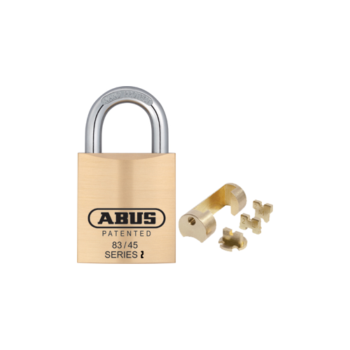 Key-in-Knob Brass Padlock 1-3/4" Wide - Includes Adaptors for OEM Cylinders, Shackle - 5/16" Diameter and 1" Vertical Clearance, Boxed