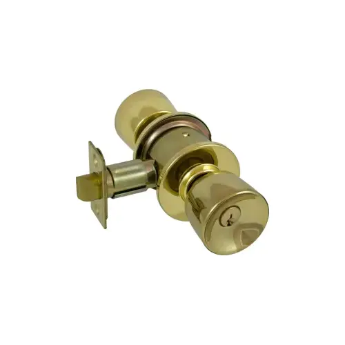 Grade 2 Entry Tulip Knob, 2-3/4 Backset (11-096), ANSI Strike (10-025), C Keyway, Bright Brass 605, US3