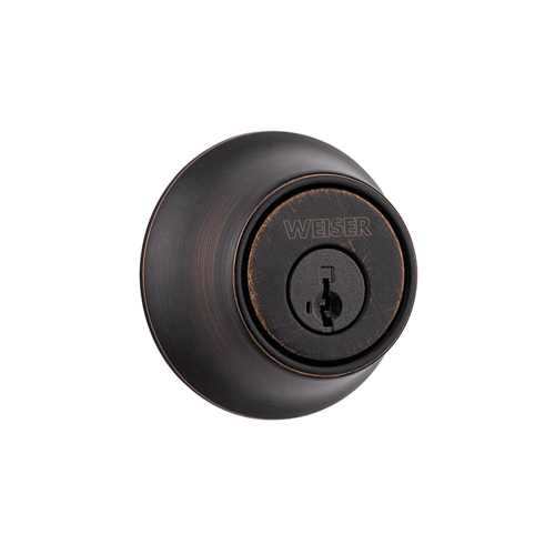 Weiser Lock GDC947111PWSDI Single Cylinder Deadbolt, 5-Pin, Pin & Tumbler Cylinder, Round Face Drive-in Latch, 1/4" Radius Full Lip Deadbolt Strike, Light Duty, Grade 3, 11P/716 Venetian Bronze