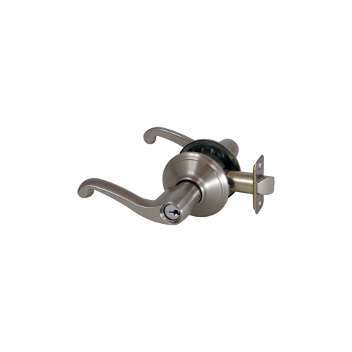 Entry Flair Lever, Grade 2, C Keyway KA4, Triple Option Adjustable Backset, Satin Nickel 619