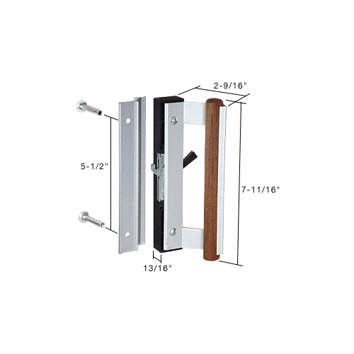 Aluminum/Wood Hook-Style Surface Mount Handle 5-1/2" Screw Holes for Adams Rite Doors