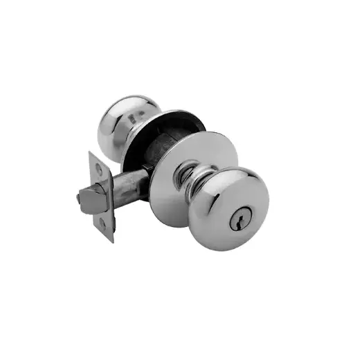 Entry Plymouth Knob, Grade 2, C Keyway KA4, Triple Option Adjustable Backset, Satin Chrome 626