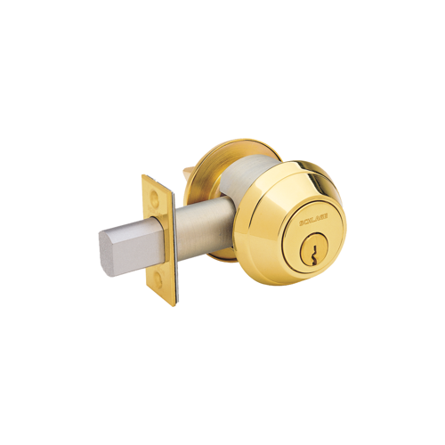 Deadbolt Single Cylinder, Schlage 6-Pin C Keyway, Keyed Alike 4, 2 3/4" Backset, Grade 1, 605/US3 Bright Brass