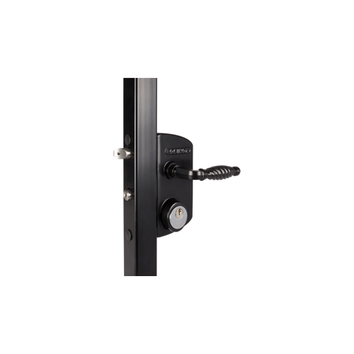 Locinox LUKY30J5LZCZB9005 Surface Mounted Swing Gate Lock with Handle, for 1.25 to 1.5 Square Frame, Less Mortise Cylinder, Black