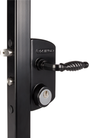 Locinox LUKY30J5LZCZB9005 Surface Mounted Swing Gate Lock with Handle, for 1.25 to 1.5 Square Frame, Less Mortise Cylinder, Black