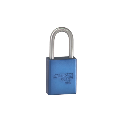 Safety Padlock 1-1/2" Shackle Blue Aluminum Body 0 Bitted