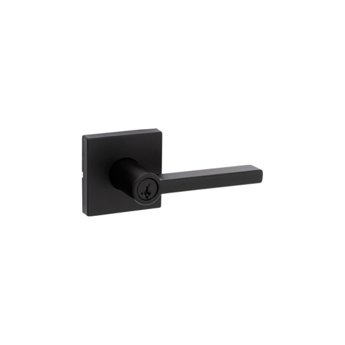 Halifax Entry Lever, Square Rose, KW1 SmartKey, Keyed Alike 3, 6-Way Adjustable Latch 2-3/8"-2-3/4" Backset, Grade 2, Matte Black 514