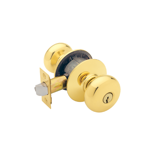 Entry Plymouth Knob, Grade 2, C Keyway KA4, Triple Option Adjustable Backset, Bright Brass 605