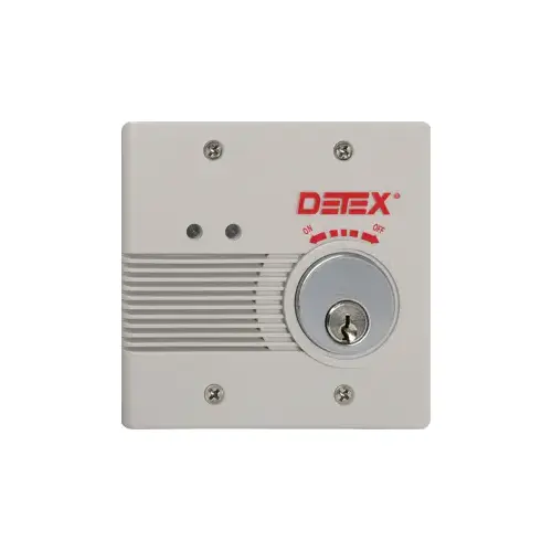 Gray Exit Alarm, Flush Wall Mount , 100DB, AC/DC Hardwired with Optional 9VDC Battery Backup