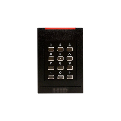 Single Gang, iClass SE Keypad Reader, 13.56 MHz, Maximum Compatibility, Wiegand, Pigtail, Revision E, 5-16VDC, IP55, UL, FCC, Black Body