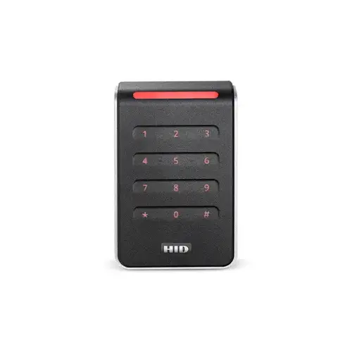 Single Gang, Signo Keypad Reader, 12 Key, Standard Profile/Credential, Pigtail, 125khz, 13.56 MHz, 2.4 GHz, OSDP, Prox, Bluetooth, Black Body, Silver Trim