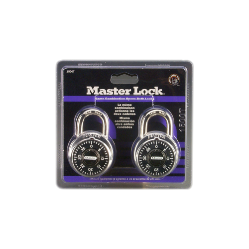 Carded Padlock Combo Dial 1-7/8" 2-Pack Black