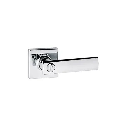 Vedani Privacy Lever, Square Rose, 6-Way Adjustable Latch 2-3/8"-2-3/4" Backset, Grade 2, Polished Chrome US26/625