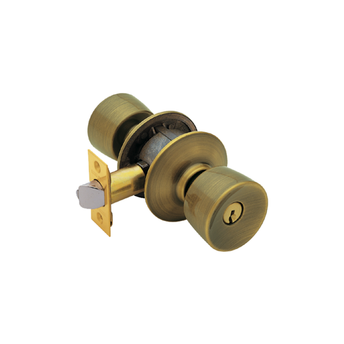 Entry Bell Knob Grade 2 KA4, Triple Option Adjustable Backset, C Keyway, Antique Brass 609