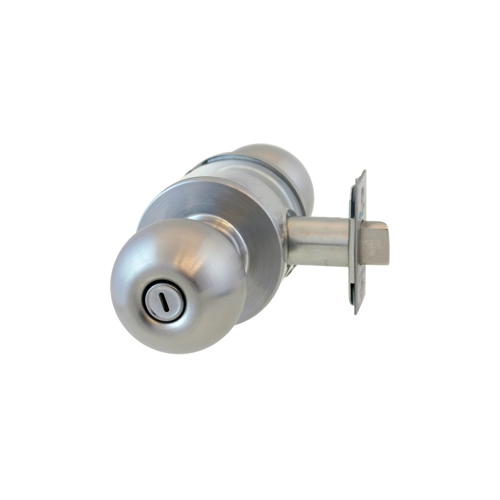 6-Line Privacy Knob Lock, B Knob, 2-3/8" Backset, T Strike, Grade 2, Satin Chrome 626/26D