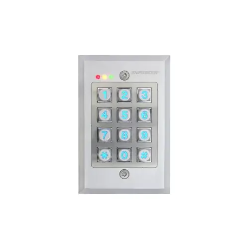 Vandal-Resistant Flush Mount Outdoor Keypad, 1100 Users, 2 Relay Output, 12-24V AC/DC