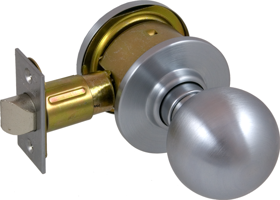 Schlage Lock Company A25ORB626-2-3/4 BS T-STRIKE Grade 2 Exit Orbit Knob, 2-3/4 Backset (11-096), T-Strike (10-001), Satin Chrome 626, US26D