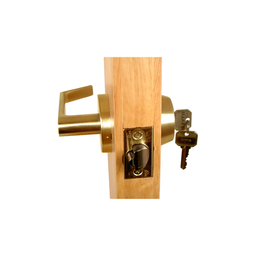 Gate Lock Single Cylinder X Lever, Marks C Keyway, 6 Pin, 2-3/8" Backset, Bright Brass US3/605