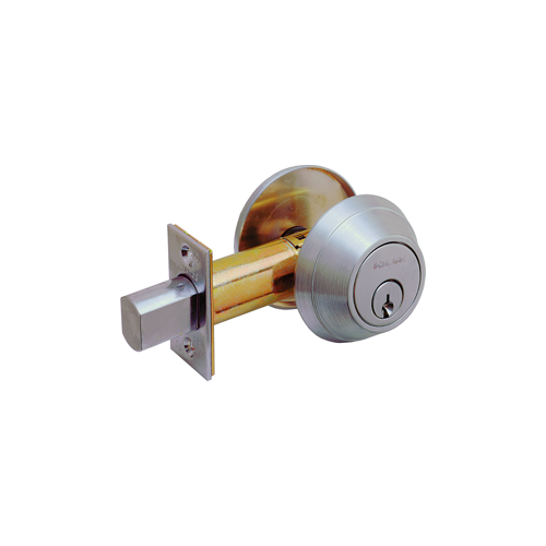 Deadbolt Cylinder x Blank Plate, Grade 1, C Keyway, Satin Chrome 626, US26D