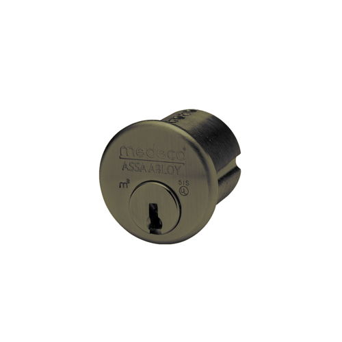 Medeco Security Locks 100200-T-24-DJN M3 Mortise Cylinder 1-1/8", DJ Keyway, 6 Pin, Sub-Assembled, Less Slider, Dark Bronze/Clear Coat 24
