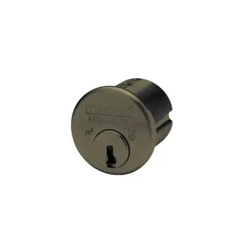 M3 Mortise Cylinder 1-1/8" - 6 Pin, DL Keyway, Pinned with 2 Keys, Standard Yale Cam, Dark Bronze/Clear Coat 24