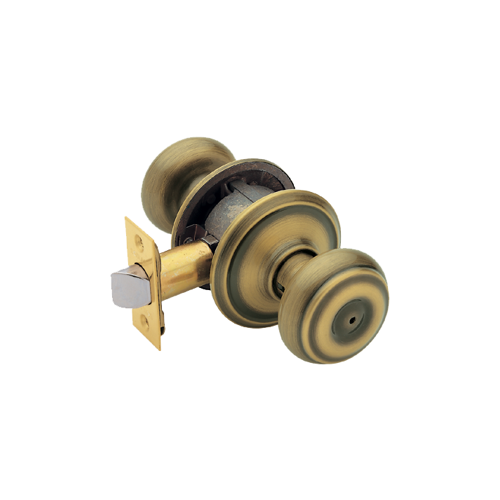 Privacy Georgian Knob Grade 2, Radius Corner/Drive-In Adjustable Backset, Antique Brass 609