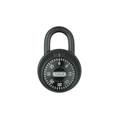 Black 3-Dial Combination Padlock 2" Wide, Shackle - 1/4" Diameter and 13/16" Vertical Clearance, Carded