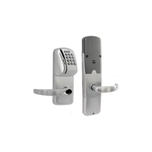 KIT - Mag-Stripe (Swipe Card) and Keypad Networked Wireless Apartment Cylindrical Lock, Sparta Lever, FSIC Prep, Schlage Full Size IC Core Included, 6-Pin C Keyway (1-Bitted Brushed Chrome Cylinder 626), Satin Chrome 626, US26D