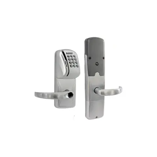 KIT - Mag-Stripe (Swipe Card) and Keypad Networked Wireless Office Cylindrical Lock, Sparta Lever Less Cylinder (Conventional Cylinder not Included), Satin Chrome 626