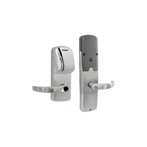 KIT - Mag-Stripe (Swipe Card) Networked Wireless Apartment Cylindrical Lock, Sparta Lever, Key in Lever, 6-Pin C Keyway (0-Bitted Brushed Chrome Cylinder 626), Satin Chrome 626