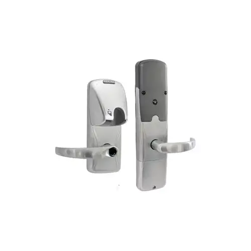 KIT - Mag-Stripe (Insert Card) Networked Wireless Privacy Mortise Lock, Rhodes Lever, Key in Lever, 6-Pin C Keyway (0-Bitted Brushed Chrome Cylinder 626), Satin Chrome 626