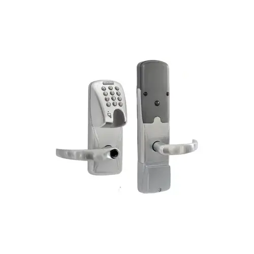 KIT - Mag-Stripe (Insert Card) and Keypad Networked Wireless Classroom/Storeroom Cylindrical Lock, Sparta Lever, Key in Lever, 6-Pin C Keyway (0-Bitted Brushed Chrome Cylinder 626), Satin Chrome 626