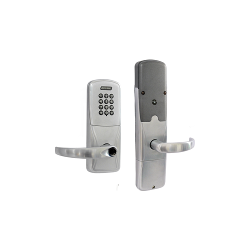 KIT - Keypad Networked Wireless Office Mortise Lock, Sparta Lever, Key in Lever, 6-Pin C Keyway (0-Bitted Brushed Chrome Cylinder 626), Satin Chrome 626