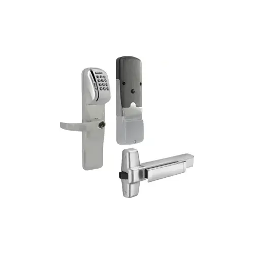 KIT - Mag-Stripe (Swipe Card) and Keypad Networked Wireless Exit Trim for Rim Exit Device, Sparta Lever with FSIC Prep (Schlage Full Size IC Core not Included), Satin Chrome 626