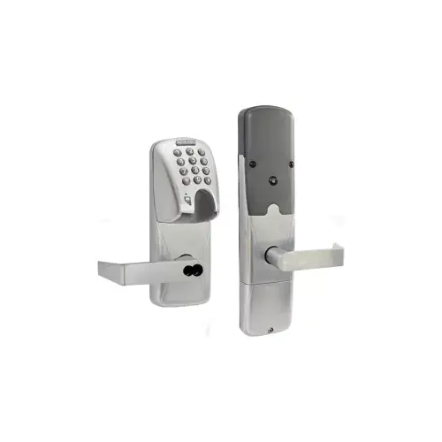 KIT - Mag-Stripe (Insert Card) and Keypad Networked Wireless Privacy Cylindrical Lock, Rhodes Lever with FSIC Prep (Schlage Full Size IC Core not Included), Satin Chrome 626