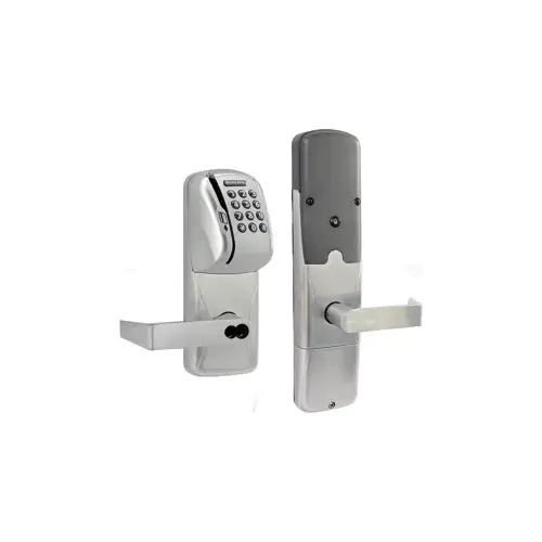 KIT - Mag-Stripe (Swipe Card) and Keypad Networked Wireless Office Mortise Lock, Rhodes Lever, FSIC Prep, Schlage Large Format IC Core Included, 6-Pin C Keyway (1-Bitted Brushed Chrome Cylinder 626), Satin Chrome 626, US26D