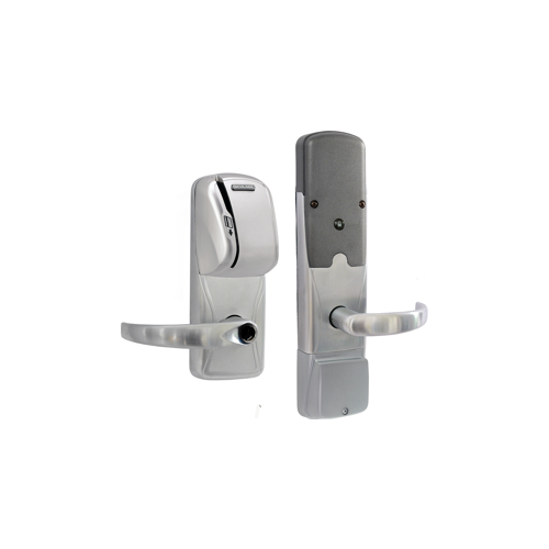 KIT - Mag-Stripe (Swipe Card) Networked Wireless Privacy Mortise Lock, Sparta Lever Less Cylinder (Conventional Cylinder not Included), Satin Chrome 626