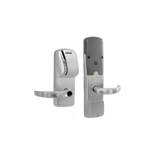 KIT - Mag-Stripe (Swipe Card) Networked Wireless Office Cylindrical Lock, Sparta Lever, Key in Lever, 6-Pin C Keyway (0-Bitted Brushed Chrome Cylinder 626), Satin Chrome 626