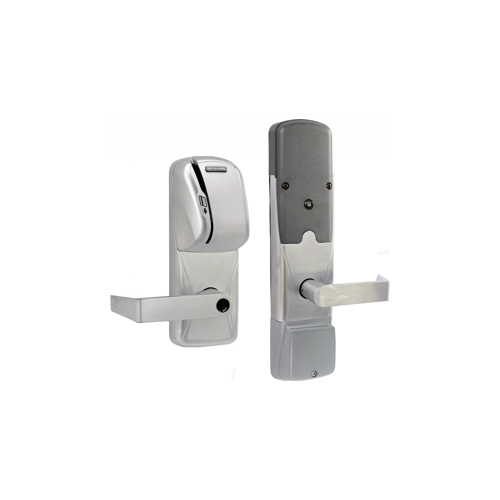 KIT - Mag-Stripe (Swipe Card) Networked Wireless Privacy Cylindrical Lock, Rhodes Lever, Key in Lever, 6-Pin C Keyway (0-Bitted Brushed Chrome Cylinder 626), Satin Chrome 626