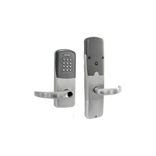 KIT - Multi-Technology and Keypad Networked Wireless Apartment Cylindrical Lock, Sparta Lever, Key in Lever, 6-Pin C Keyway (0-Bitted Brushed Chrome Cylinder 626), Satin Chrome 626