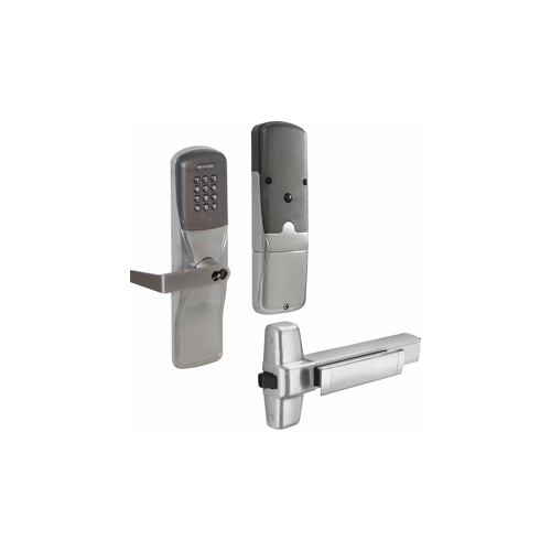 KIT - Multi-Technology and Keypad Networked Wireless Exit Trim for Rim Exit Device, Rhodes Lever with FSIC Prep (Schlage Full Size IC Core not Included), Satin Chrome 626