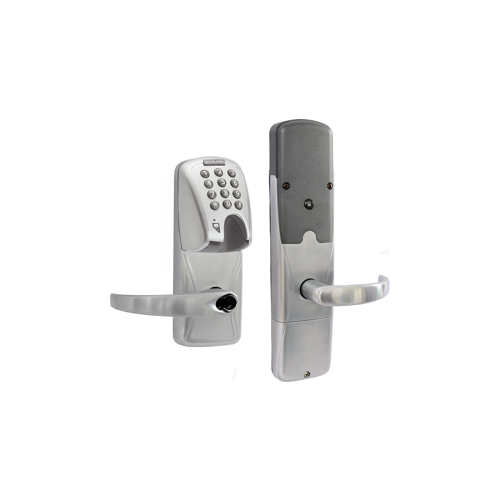 KIT - Mag-Stripe (Insert Card) and Keypad Networked Wireless Apartment Mortise Lock, Sparta Lever, FSIC Prep, Schlage Full Size IC Core Included, 6-Pin C Keyway (1-Bitted Brushed Chrome Cylinder 626), Satin Chrome 626, US26D