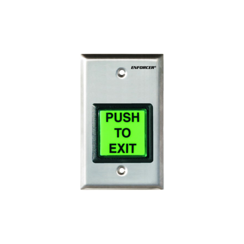 Single Gang 2" Illuminated Green Exit Button, SPDT, 12-24V AC/DC