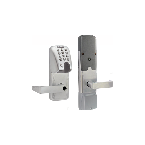 KIT - Mag-Stripe (Insert Card) and Keypad Networked Wireless Office Mortise Lock, Rhodes Lever Less Cylinder (Conventional Cylinder not Included), Satin Chrome 626